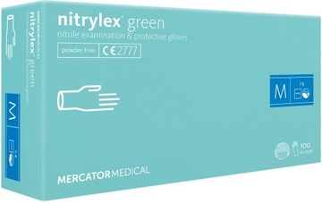 Rękawice Nitrylowe Mercator Medical Nitrylex Green Rozmiar M, 100 sztuk