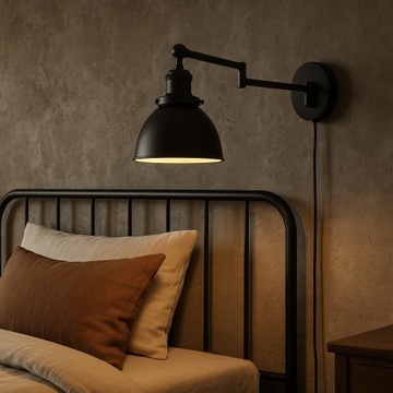 Регулируемый выдвижной настенный светильник с кабелем, овальный Matt Black