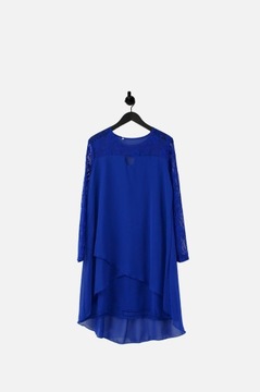 SHEIN KOBALTOWA SUKIENKA MIDI KORONKA (2XL)
