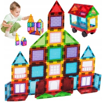 РАЗНОЦВЕТНАЯ КОНСТРУКЦИЯ Магнитные кирпичи 3D XXL МАГНИТНЫЕ ПЛИТКИ 70 шт.