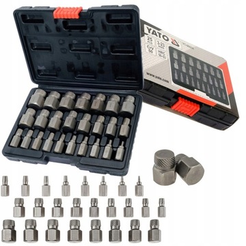 НАБОР YATO ИЗ 25 ОТВЕРТОК ДЛЯ ПОВРЕЖДЕННЫХ ВИНТОВ С ШЕСТИГРАННОЙ ШПИНКОЙ TORX YT-06034