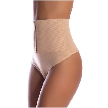 BEŻOWE stringi KORYGUJĄCE majtki wyszczuplające GORSET