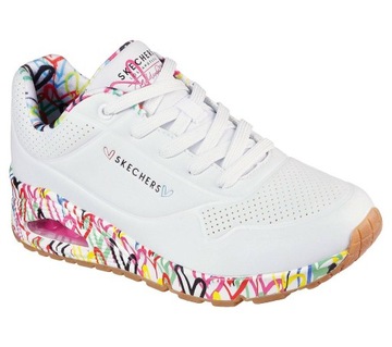 Buty damskie Skechers 155506-WHT Uno Stand SNEAKERSY SKÓRZANE SPORTOWE AIR