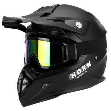 Kask motocyklowy Horn cross enduro quad przygotowany pod interkom + gogle L