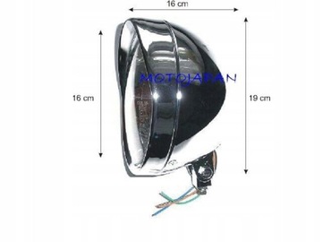MOTOJAPAN - ПЕРЕДНИЙ ФОНАРЬ С КРЫШЕЙ, ХРОМ, 7 ДЮЙМОВ