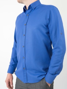 Элегантная мужская рубашка CASUAL SLIM CROWN BLUE XXL