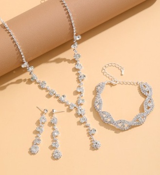 Серьги браслет набор серебряных наборов стразах Свадьба B28