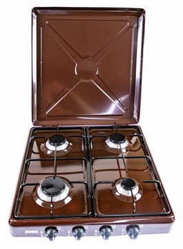 4-х конфорочная газовая плита коричневого цвета, турецкое качество.