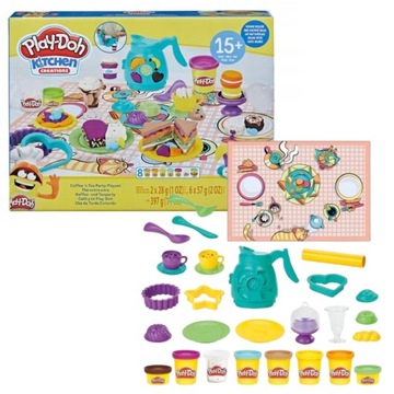 PLAY-DOH CIASTOLINA ZESTAW CZAS NA HERBATKĘ KAWĘ CIASTO MASA PLAYDOH 8 TUB