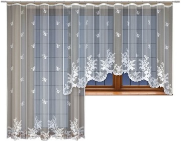 Zestaw 2 firan wzór 21926 200x250cm + 300x150cm (z taśmą) polski prod.