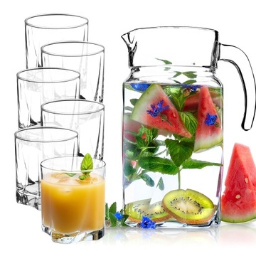 DZBANEK 1,7L + 6 SZKLANEK 365ml NA SOK WODĘ