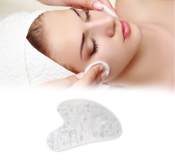 МАССАЖЕР ДЛЯ ЛИЦА ГУА ША КАМЕННАЯ КВАРЦЕВАЯ ПЛАСТИНА