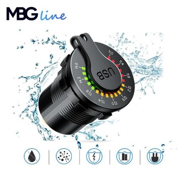 Быстрое автомобильное зарядное устройство для мотоцикла, 48 Вт, 2 порта USB TYPE-C PD, 30 Вт, вольтметр