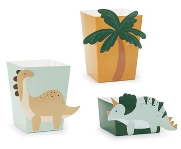 Pudełka na przekąski Popcorn Chipsy Dinozaury, 6 szt.