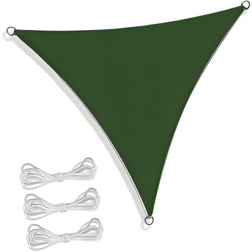 ŻAGIEL PRZECIWSŁONECZNY WODOODPORNY OGRODOWY ZIELONY TRÓJKĄT WYMIAR 3,6m