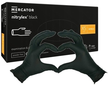Rękawice Rękawiczki nitrylowe jednorazowe bezpudrowe czarne r XS 100 sztuk