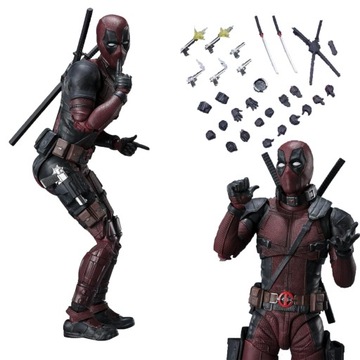 DEADPOOL FIGURKI RUCHOMA DEADPOOL 2 WERSJA FILMOWA DUŻO AKCESORIÓW 16CM