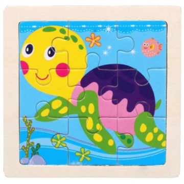 PUZZLE DREWNIANE DLA DZIECI UKŁADANKA LOGICZNA MONTESSORI MAŁA ZABAWKA 4szt