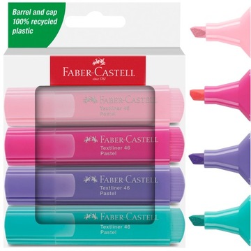 FABER-CASTELL Zakreślacz pastelowy mazak marker pisak 1546 Pastel 4 kolory