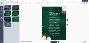 Plan stołów gości tablica na wesele A5 8szt