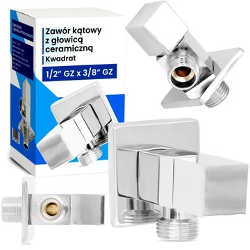 Zawór KĄTOWY 1/2x3/8 GZ Odcinający Pralki Zmywarki Baterii CERAMICZNY Wody