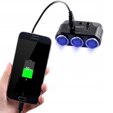 РАЗЪЕМ ДЛЯ ПРИЖИГАЛА 2X АВТОМОБИЛЬНОЕ ЗАРЯДНОЕ УСТРОЙСТВО USB