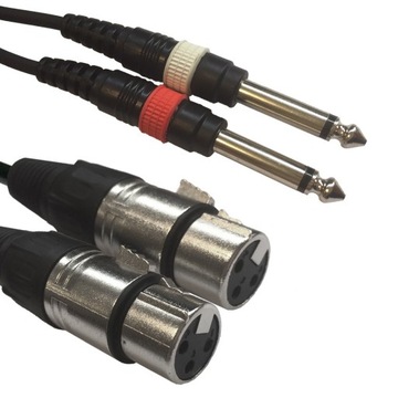 Przewód kabel 2 x XLR żeński - 2 x jack mono 3m