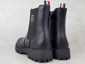 TOMMY HILFIGER BOTKI SZTYBLETY BUTY ZAMEK CZARNE