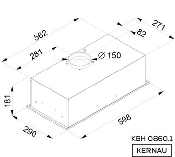 KERNAU KBH0860.1B встроенная вытяжка + угольный фильтр