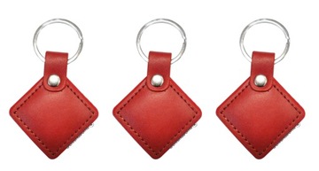 3x Brelok Pastylka RFID 125kHz skóra czerwony kwad
