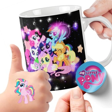 ZESTAW NA PREZENT KUBEK DLA DZIECI TATUAŻE NAKLEJKI MY LITTLE PONY JAKOŚĆ