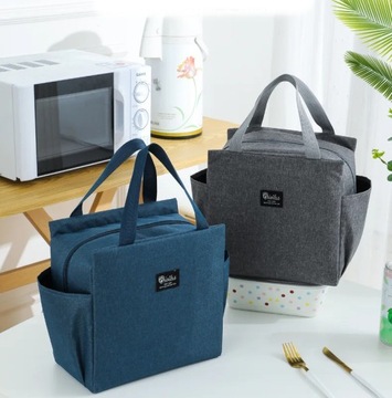 Легкая термосумка для ланч-бокса. Черная небольшая термосумка.