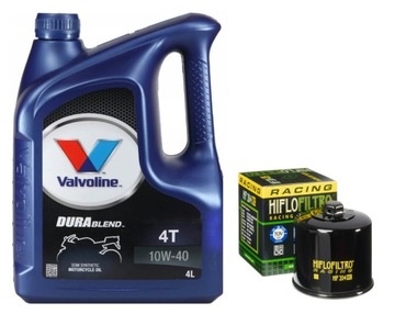 OLEJ VALVOLINE 10W40 DURABLEND 4L 4T + FILTR HF204RC nakrętka 17MM