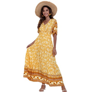 Klasyczna elegancka damska długa sukienka Boho