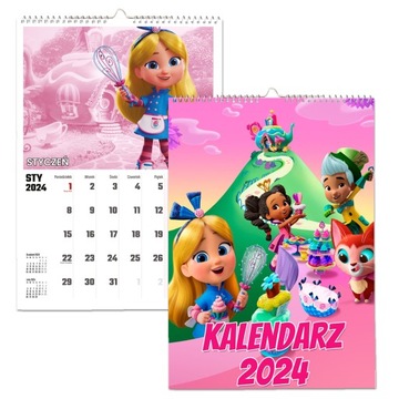 KALENDARZ ŚCIENNY NA ROK 2024 CZARODZIEJSKA KUCHANIA ALICJI BAJKA A4