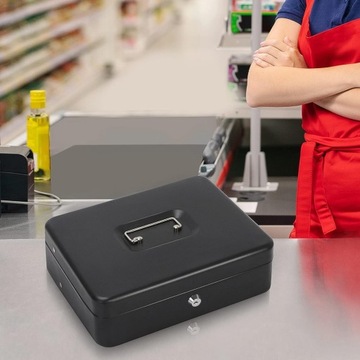 Металлический денежный ящик для купюр, монет, вместительный бокс КНУ-02БЛ