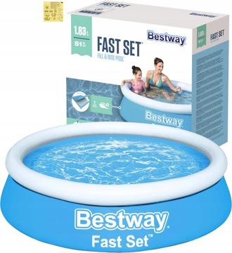 BASEN OGRODOWY ROZPOROWY DMUCHANY OKRĄGŁY DLA DZIECI BESTWAY 183x51cm