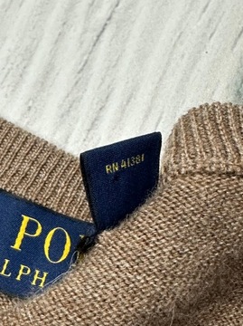 POLO RALPH LAUREN Wełniany Sweterek Męski 100% Merino Wool Logowany r. M