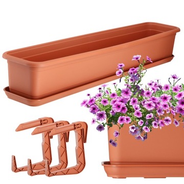 SKRZYNKA BALKONOWA DONICZKA 80cm Z UCHWYTAMI