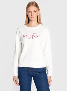 TOMMY HILFIGER Bluza WW0WW35978 Biała Relaxed Fit bawełna organiczna r. S