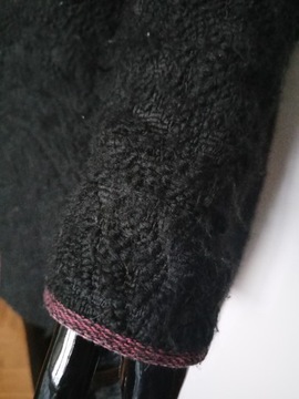 BIZUU sweter kardigan kieszenie wełna aplikacje U