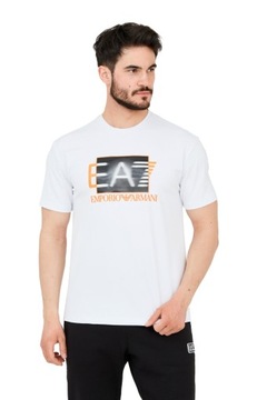 EA7 Biały t-shirt z holograficznym logo S