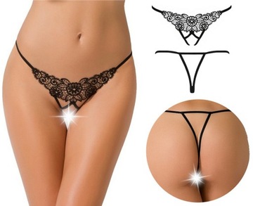 Erotyczne Stringi z dziurką OTWARTY KROK Sexy Gipiura 40/42 sexy Walentynki