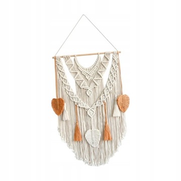Macrame Wall Hanging Tapestry Beżowa ozdoba ś