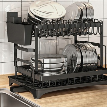 ДРЕНАЖ ДЛЯ СУШКИ ПОСУДЫ С ДВУХУРОВНЕВЫМ СЛИВОМ ДЛЯ ТАРЕЛОК И СТОЛОВЫХ ПРИБОРОВ