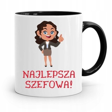 KUBEK CZARNY PREZENT SZEFOWEJ NAJLEPSZA SZEFOWA z Nadrukiem ze Zdjęciem