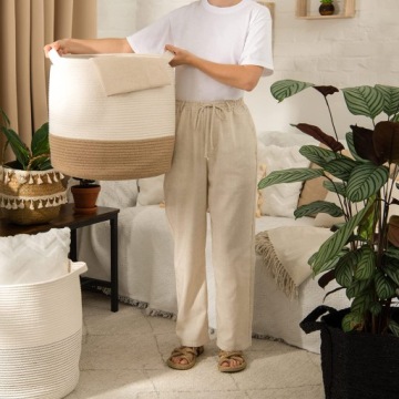 КОРЗИНА ИЗ ХЛОПКА GOOBLOO 43X43 СМ, КРУГЛАЯ