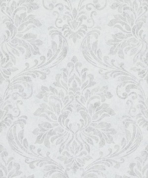 BIAŁA TAPETA GLAMOUR ORNAMENTY WZÓR ADAMASZEK DO SALONU