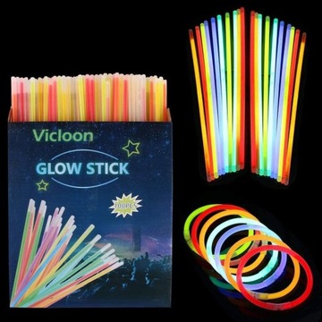 100X ŚWIECĄCE W CIEMNOŚCI OPASKI PAŁECZKI FLUORESCENCYJNE DLA DZIECKA