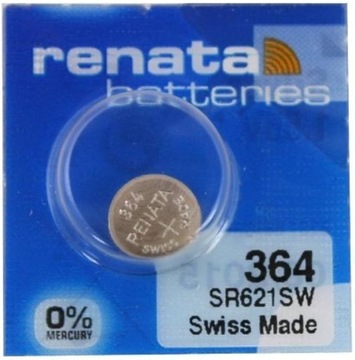 Bateria srebrowa mini Renata 364 / SR621SW / SR60 Guzikowa Pastylkowa 1 szt